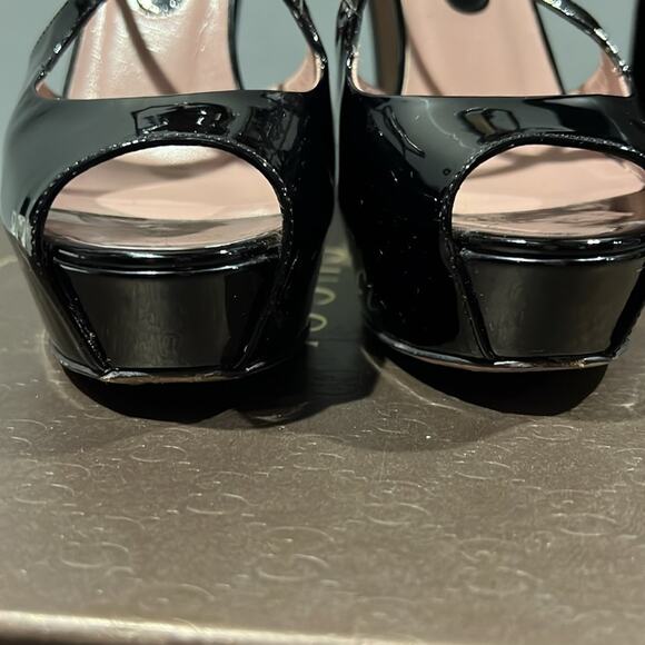 Gucci Black Patent Leather Vernice Crystal/Napa Charlott Nero Size 38 / 8 - Picture 6 of 10